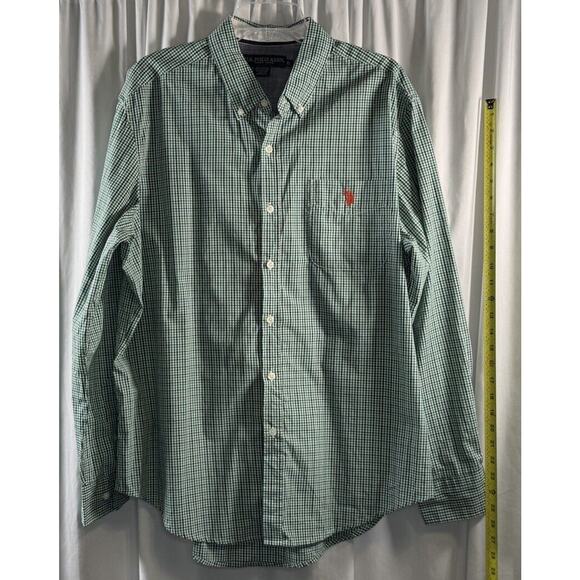 US POLO ASSN Long Sleeves Button Down Shirt, Green/White/ Black, Sz: XL, 77-07 - Picture 8 of 13